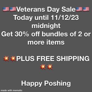 🇺🇸🇺🇸Veterans Day Sale🇺🇸🇺🇸
Today until 11/12/23 midnight